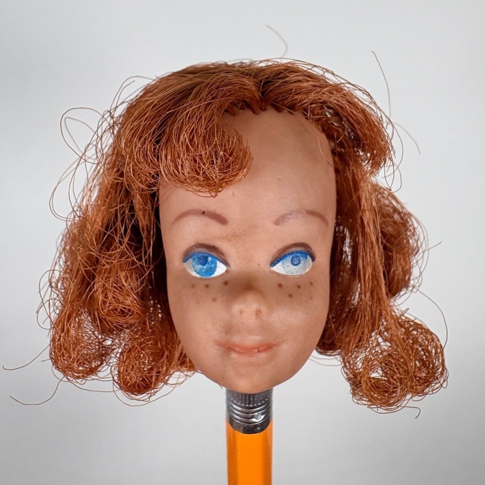Vintage 1963 Mattel Midge Barbie Doll Head Red Hair Freckles Blue Eyes Japan‎